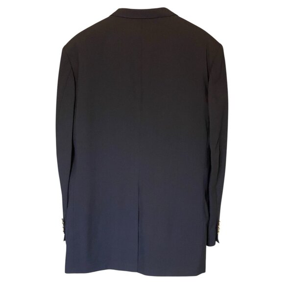 Lands' End Black Blazer Men's 46 Long Single Breasted Brass 2 Button - Picture 2 of 12